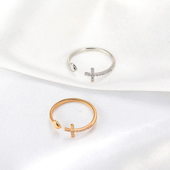 LOVE & CROSS SILVER RING
