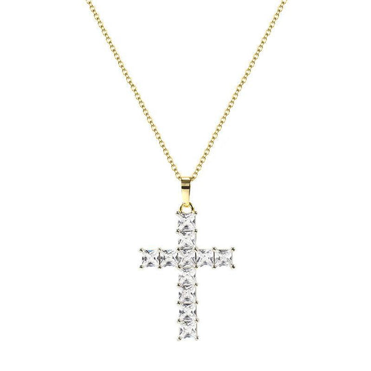 COLORFUL DIAMONDS CROSS NECKLACE