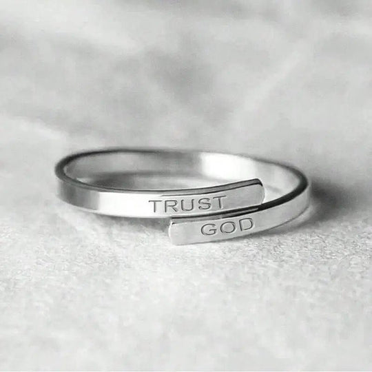 SILVER TRUST GOD ENGRAVED RING - (ADJUSTABLE)