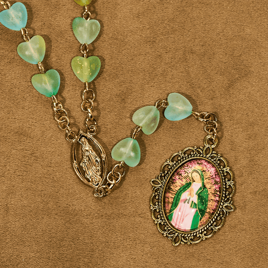 Green Heart & Butterfly Rosary, Bracelet: Devotion & Artful Spirituality
