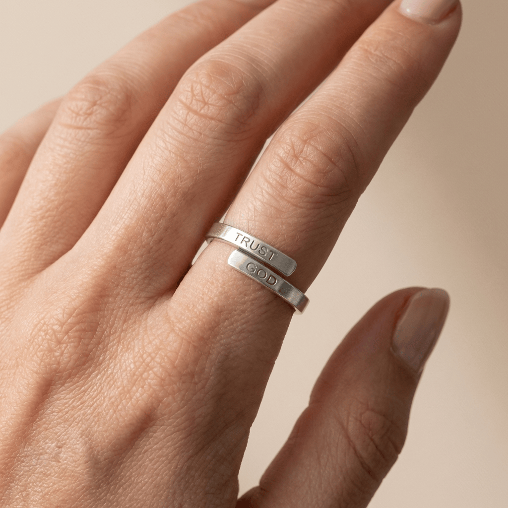 SILVER TRUST GOD ENGRAVED RING - (ADJUSTABLE)