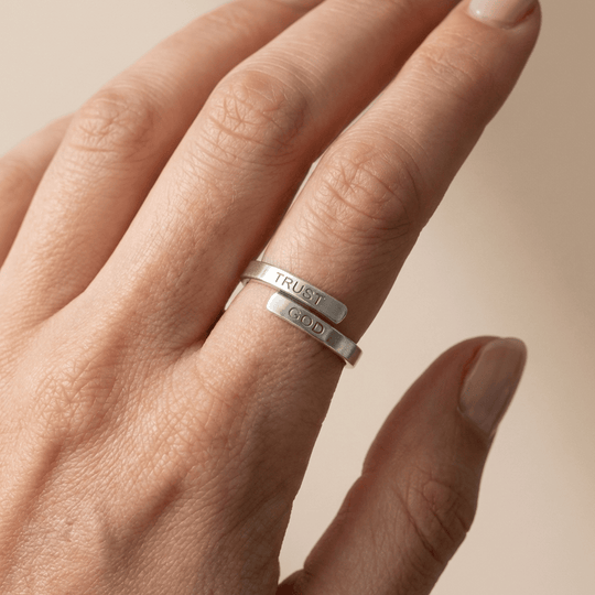 SILVER TRUST GOD ENGRAVED RING - (ADJUSTABLE)