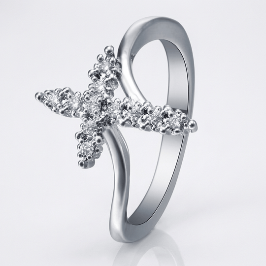 CRYSTAL CROSS RING