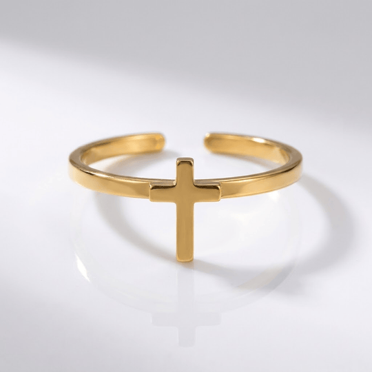 CROSS ON TOP RING - (ADJUSTABLE)