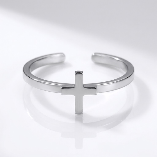 CROSS ON TOP RING - (ADJUSTABLE)