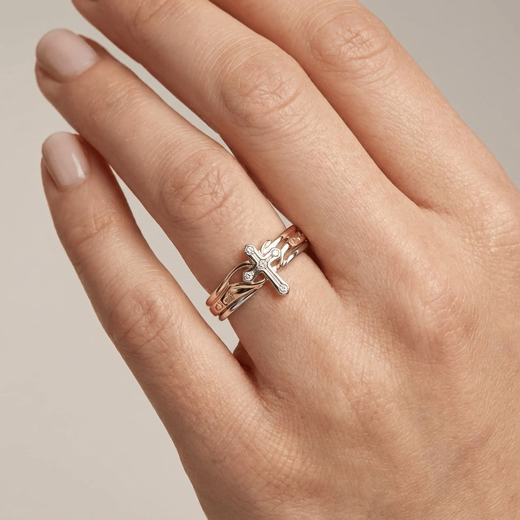 A MOTHERS LOVE SILVER & GOLD RING