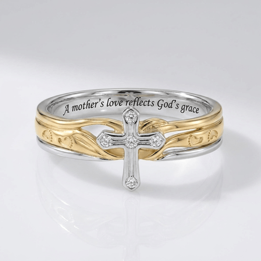 A MOTHERS LOVE SILVER & GOLD RING