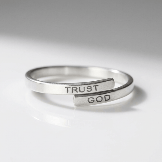 SILVER TRUST GOD ENGRAVED RING - (ADJUSTABLE)
