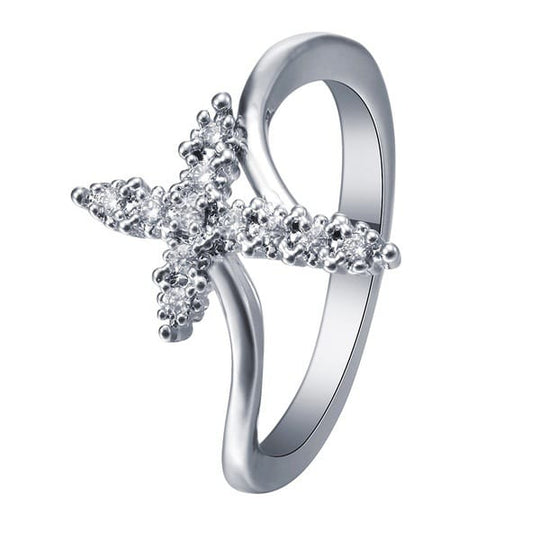 CRYSTAL CROSS RING