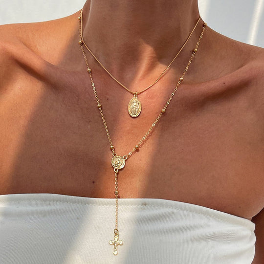 DIAMOND CROSS & COLORS NECKLACE
