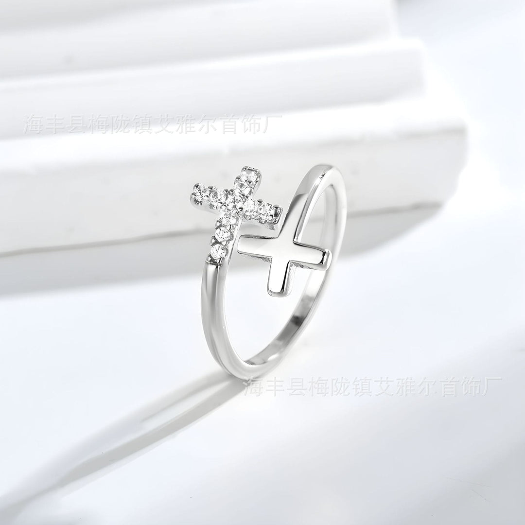 HOLY DOUBLE CROSS RING - (ADJUSTABLE)