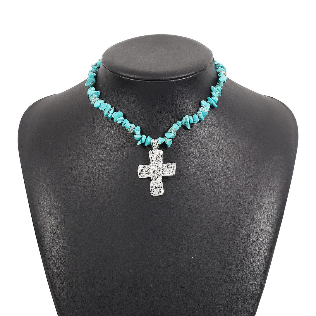 NATUREL STONES CROSS NECKLACES