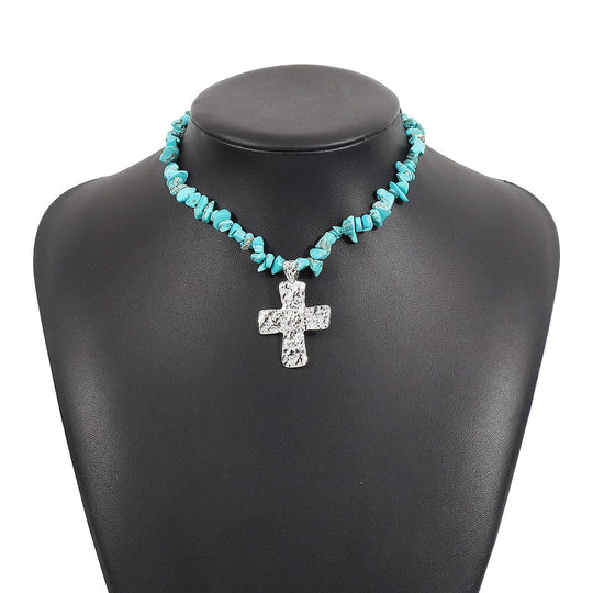NATUREL STONES CROSS NECKLACES