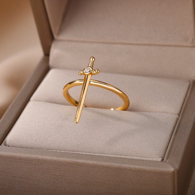 SILVER CROSS SWORD RING