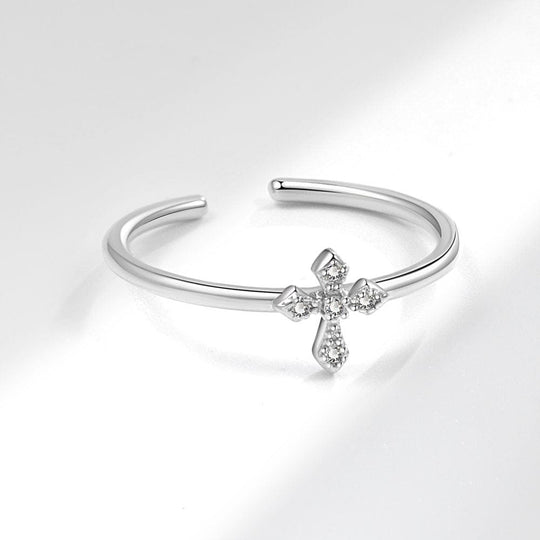 SILVER CROSS GLOW RING