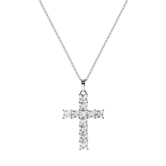 COLORFUL DIAMONDS CROSS NECKLACE