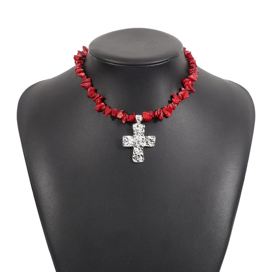 NATUREL STONES CROSS NECKLACES