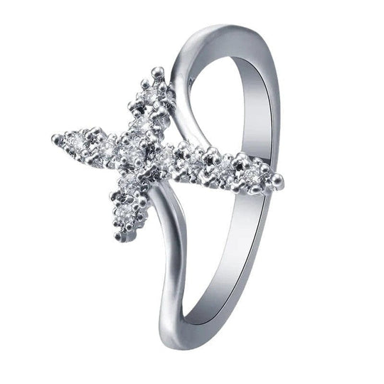 ZIRCON COVERED SILVER CROSS RING