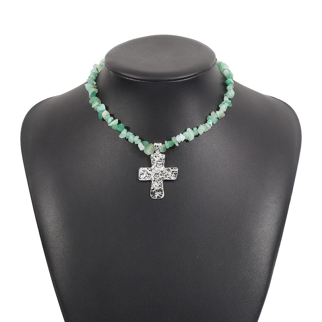 NATUREL STONES CROSS NECKLACES