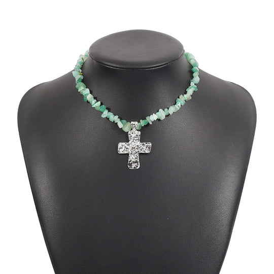 NATUREL STONES CROSS NECKLACES