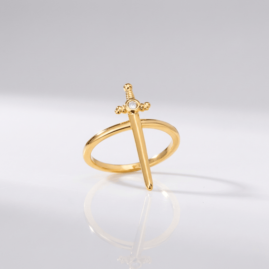 SILVER CROSS SWORD RING