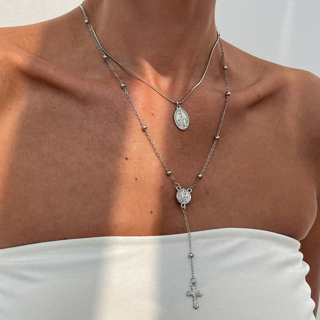 DIAMOND CROSS & COLORS NECKLACE