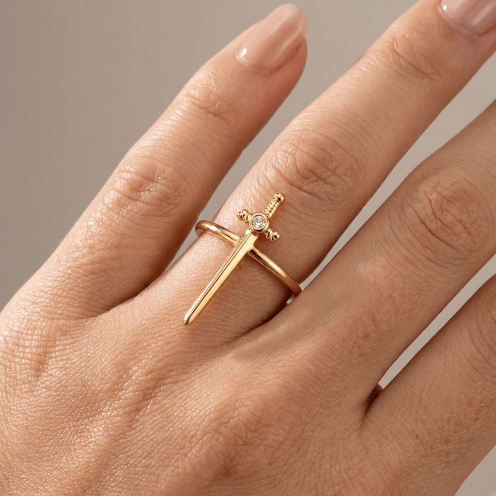 SILVER CROSS SWORD RING