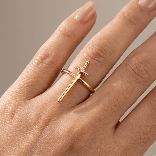 SILVER CROSS SWORD RING