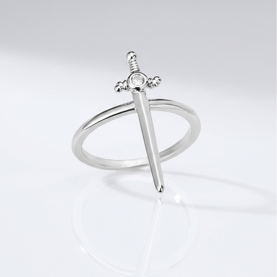 SILVER CROSS SWORD RING