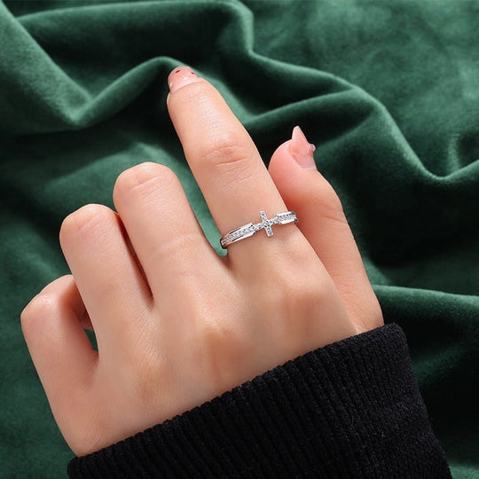 ELEGANT CROSS WITH ZIRCON STONES RING