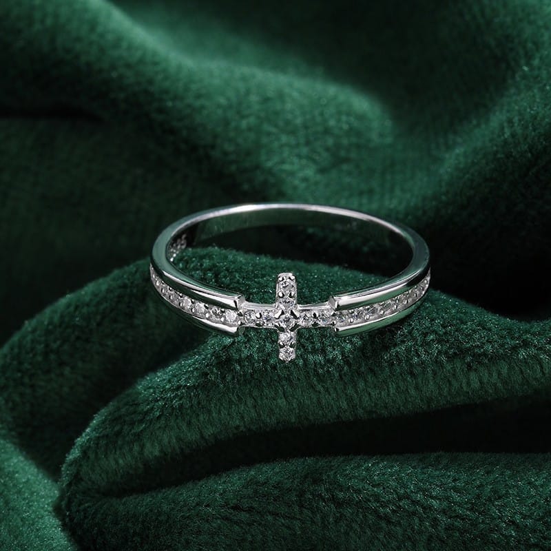 ELEGANT CROSS WITH ZIRCON STONES RING