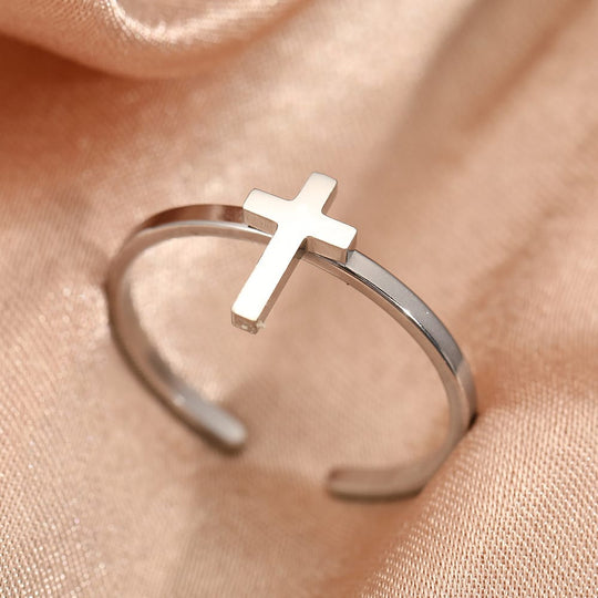 CROSS ON TOP RING - (ADJUSTABLE)