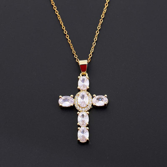 COLORFUL GEMSTONES CROSS NECKLACES
