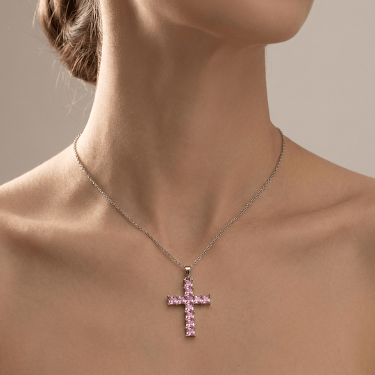 COLORFUL DIAMONDS CROSS NECKLACE