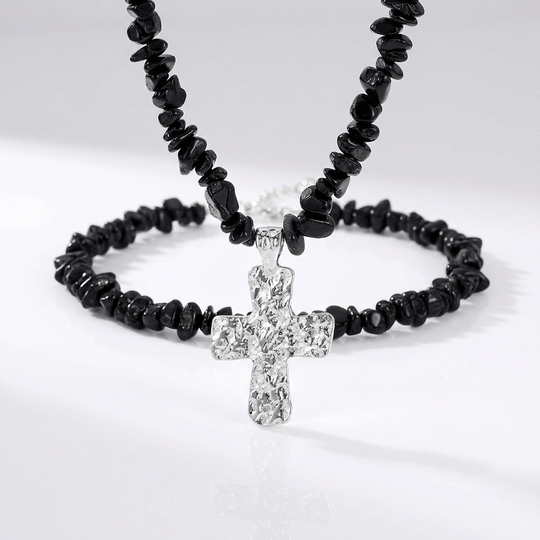 NATUREL STONES CROSS NECKLACES