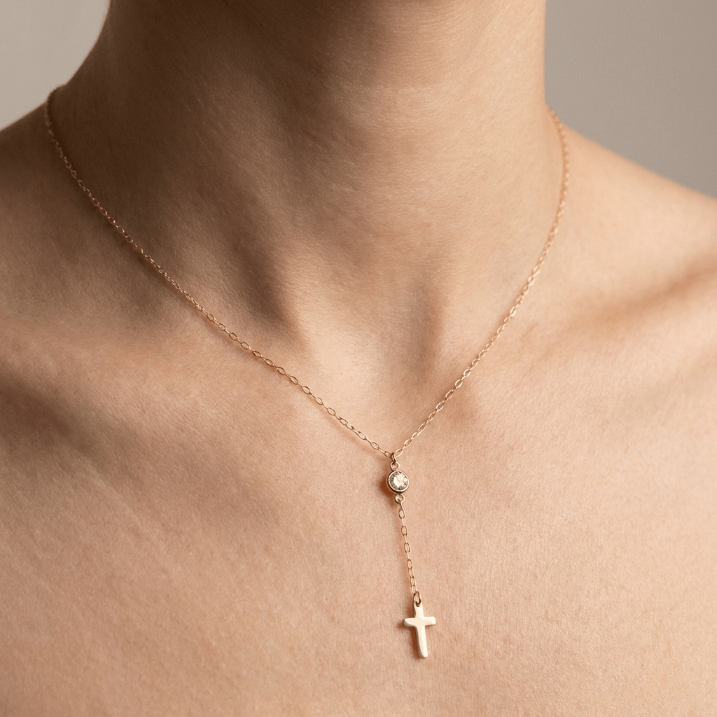 JESUS SMALL CROSS PENDANT NECKLACE