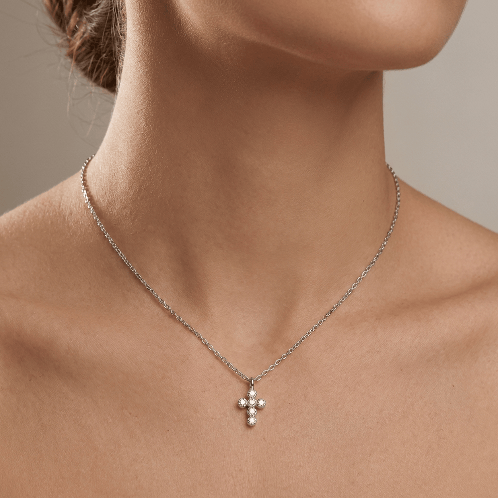 MINI DIAMONDS CROSS NECKLACE