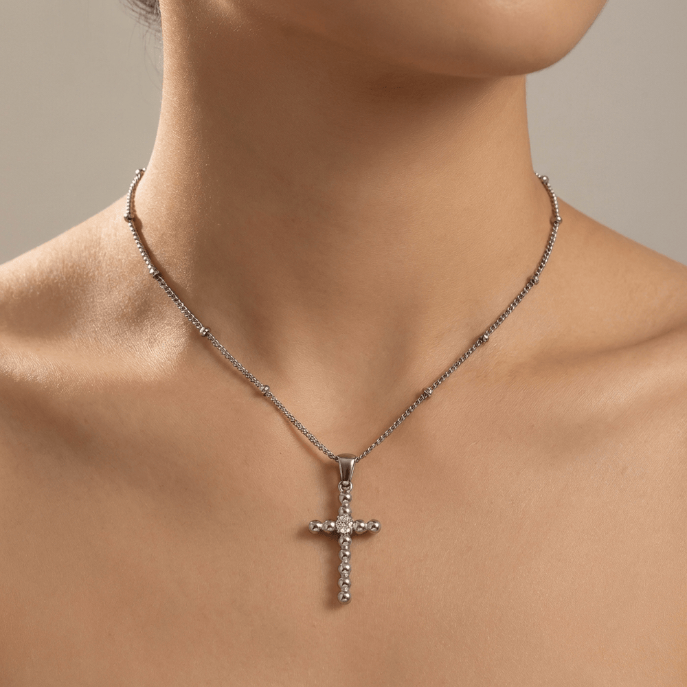 RETRO BUBBLES CROSS NECKLACE