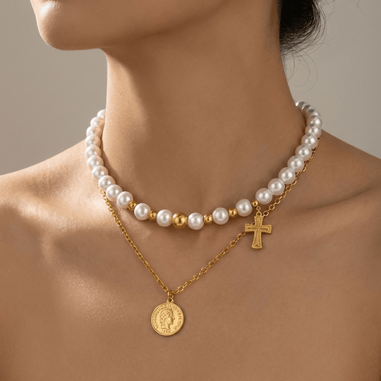 FAITHFUL PEARL LAYERED NECKLACE
