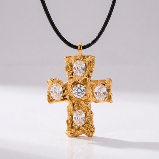 BOLD STONES CROSS NECKLACE