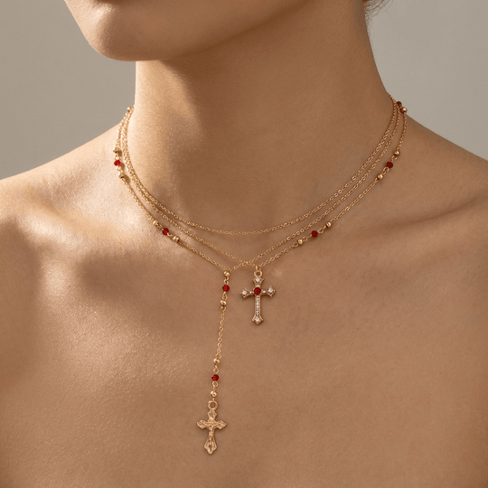 DIAMOND CROSS & COLORS NECKLACE