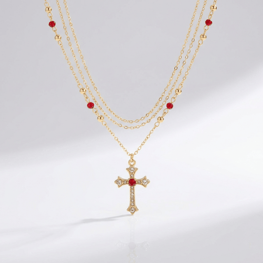 DIAMOND CROSS & COLORS NECKLACE