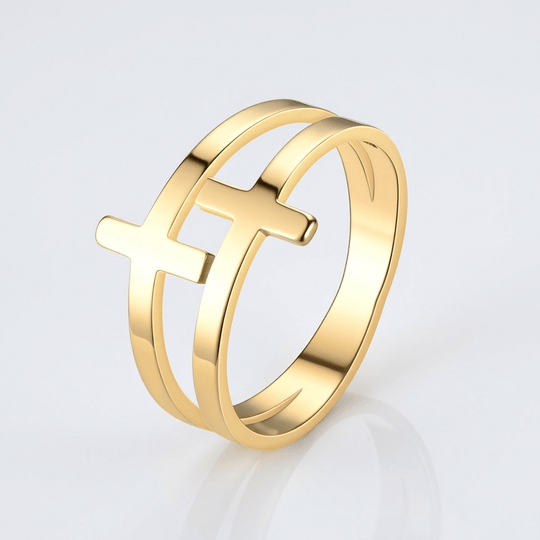 GRACE DOUBLE CROSS SILVER RING